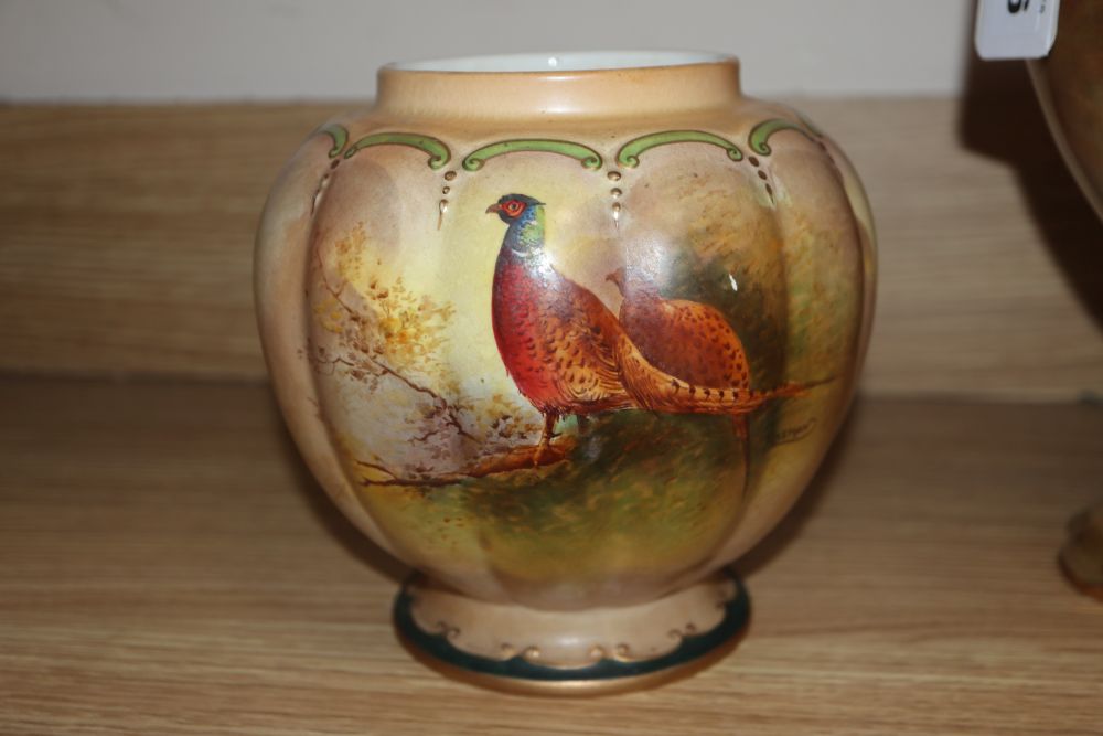 Three Crown Devon vases and a seven Crown Devon fish dishes
